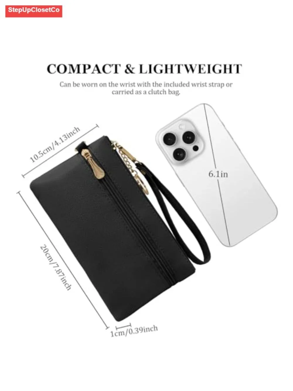 Large Capacity PU Leather Wristlet Wallet Clutch with Card Slots and Keychain